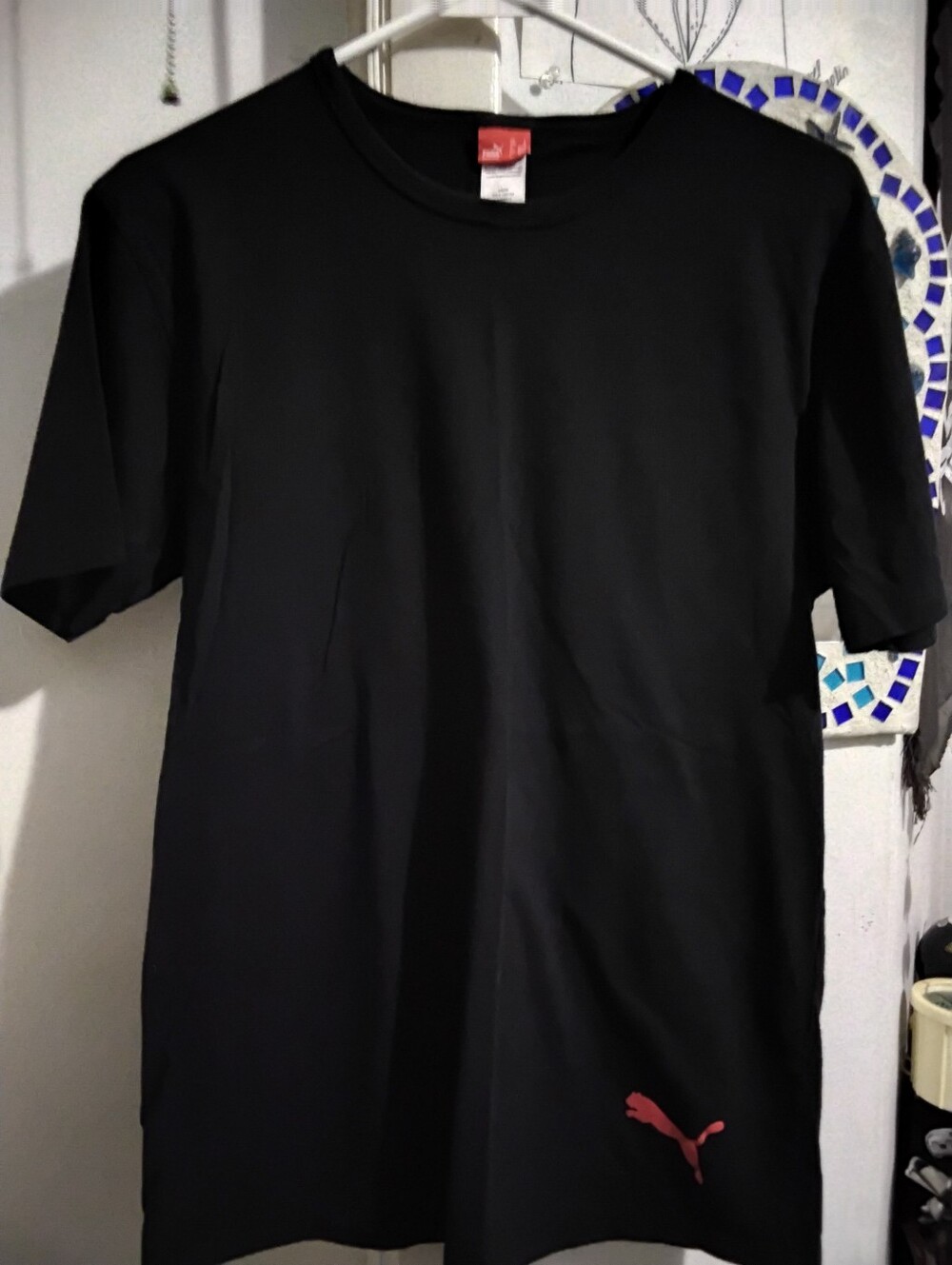 Puma Black Short-Sleeve Tee with Red Puma Logo Men's Sz L